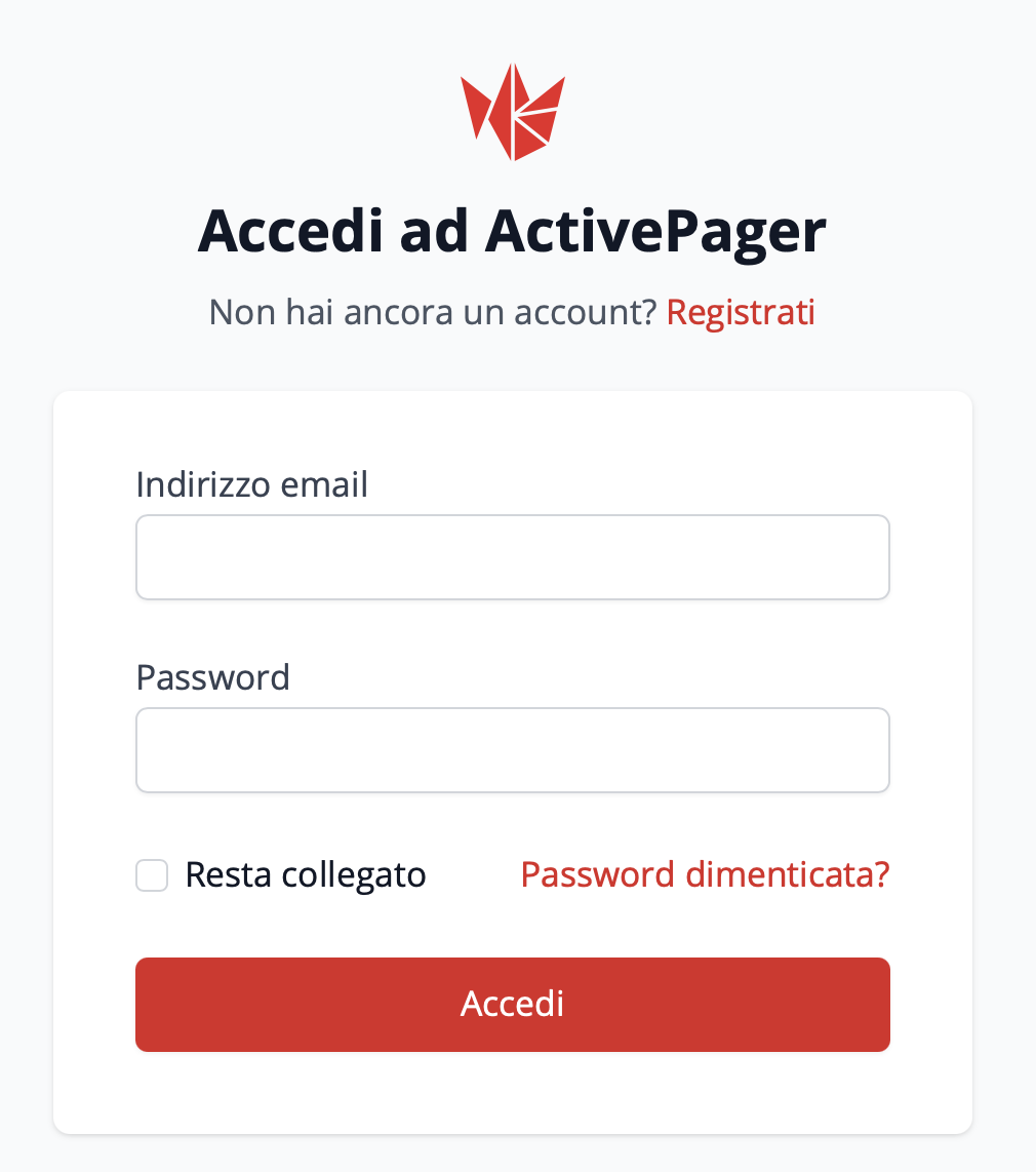 Schermata di login